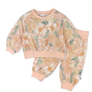 NWT Honest Baby Cozy Sweatshirt - Peach Floral Blossom Print - 6-9mo